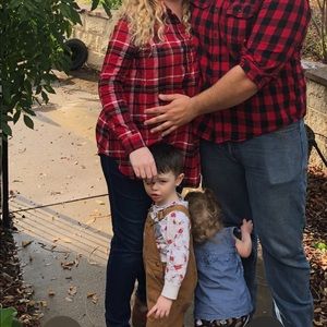 Red maternity flannel